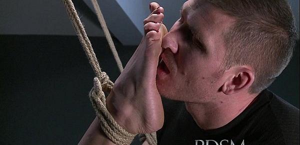  BDSM XXX Blonde sub gets tied up and has her holes filled by Masters fingers cock and hook